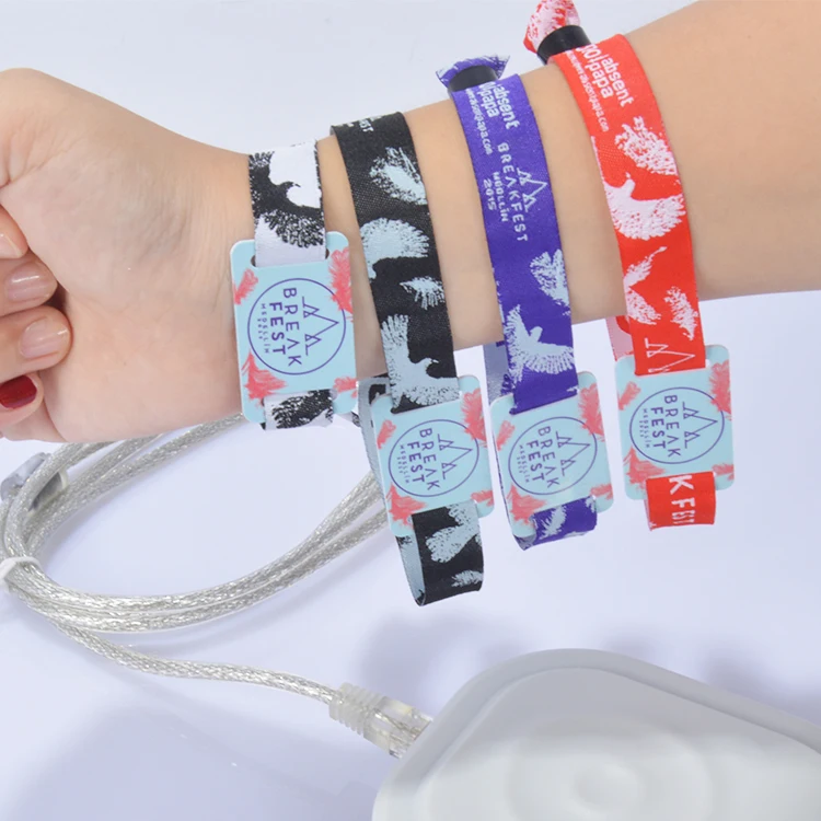 Ticket Festival Cloth RFID Wristband Customized Woven Heated Transfer Cloth RFID NFC Wrist Band Wristband