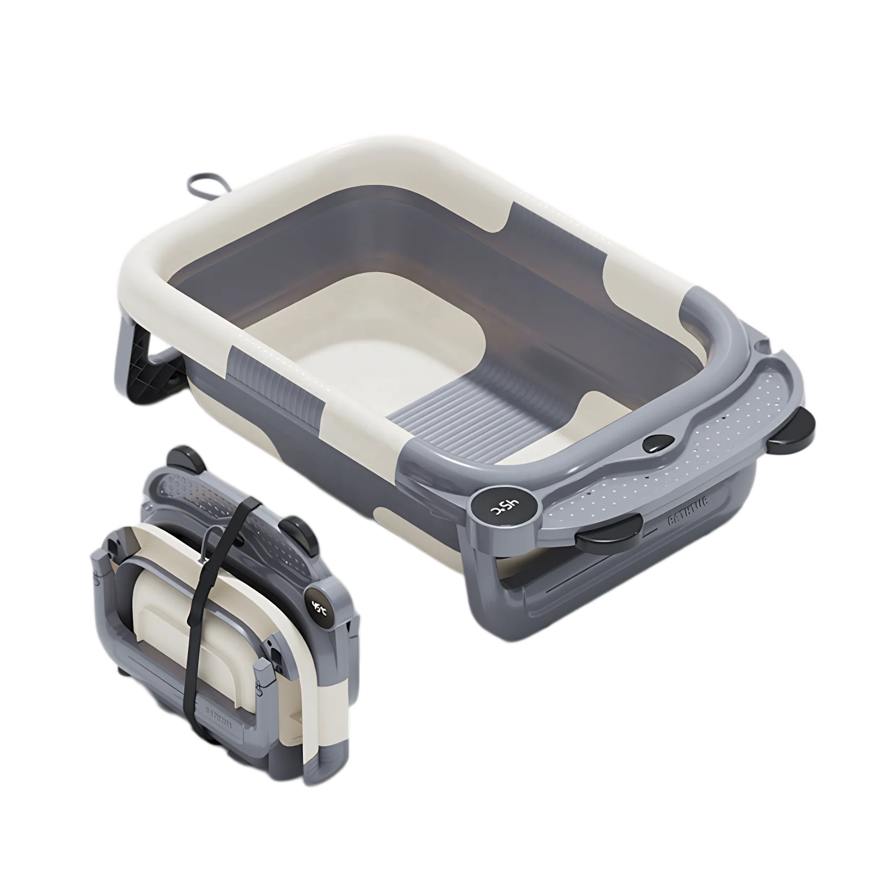 Baby Essentials for Newborn Baby Bathtub with Non-Slip Support Cushion Travel Portable Collapsible Baby Bath for Newborns