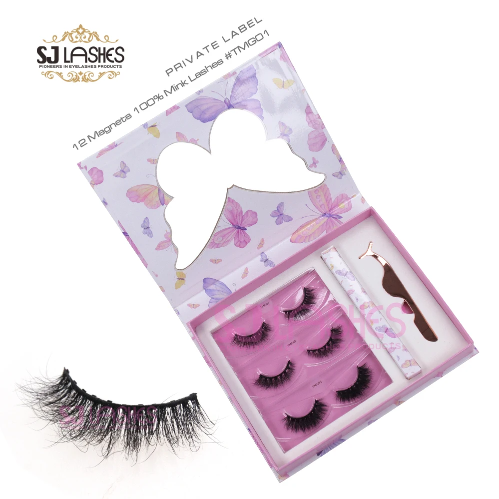 No Glue Needed 3D Natural Look False Eyelashes 3 pairs 5 pairs Reusable Magnetic Lashes Magnetic Eyelashes and Eyeliner Kit