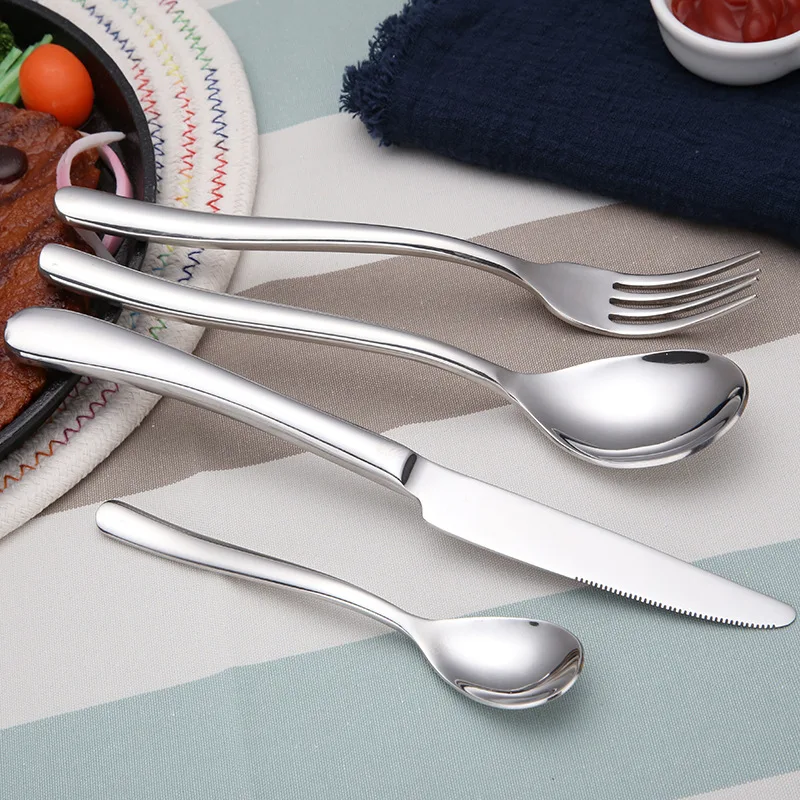 Customized logo luxury metal knife, fork and spoon tableware 304 stainless steel dining table tableware set gift box