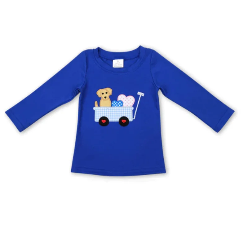 wholesale baby girl boys smocked clothing set toddler kids boutique dog wagon valentine children puppy heart embroidery smocked