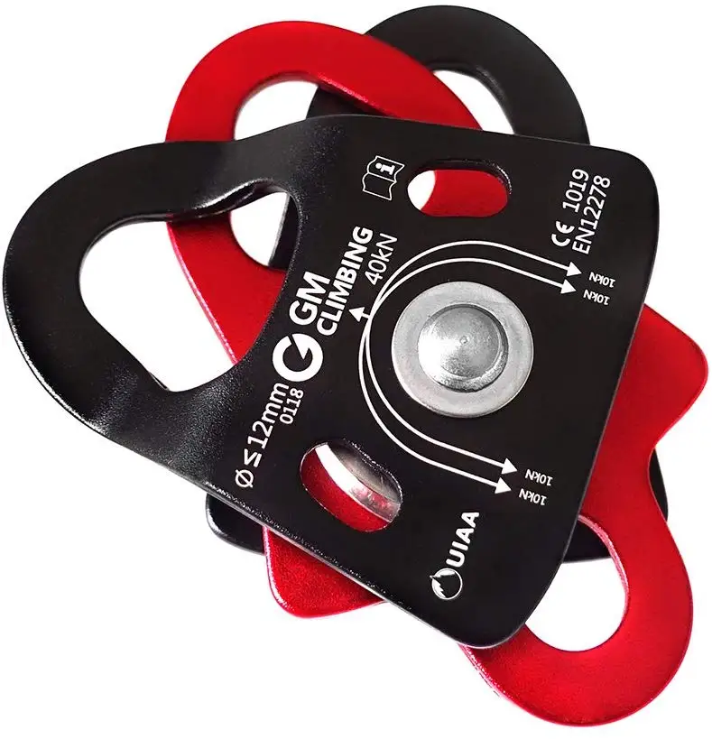 Aluminium Magnesium Alloy Climbing Pulley Rescue Pulley Heavy Duty Single Swivel Rope Pulley for Block Climbing Safety Equipment