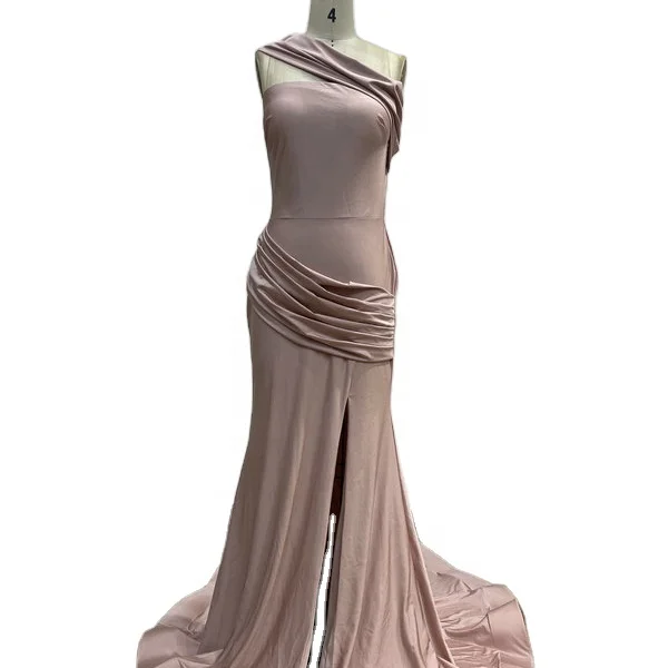 Satin Slit Evening Dress Party Guest Gowns Prom Dresses One Shoulder Luxury Latest Design Formal Hot Sale Handmade Bridesmaid