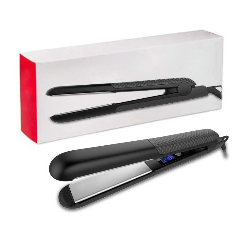 Professional Rubber Coating Hair Straightener Ceramic Plates Flat Iron Dual Voltage 2 in 1 Curler with Private Label