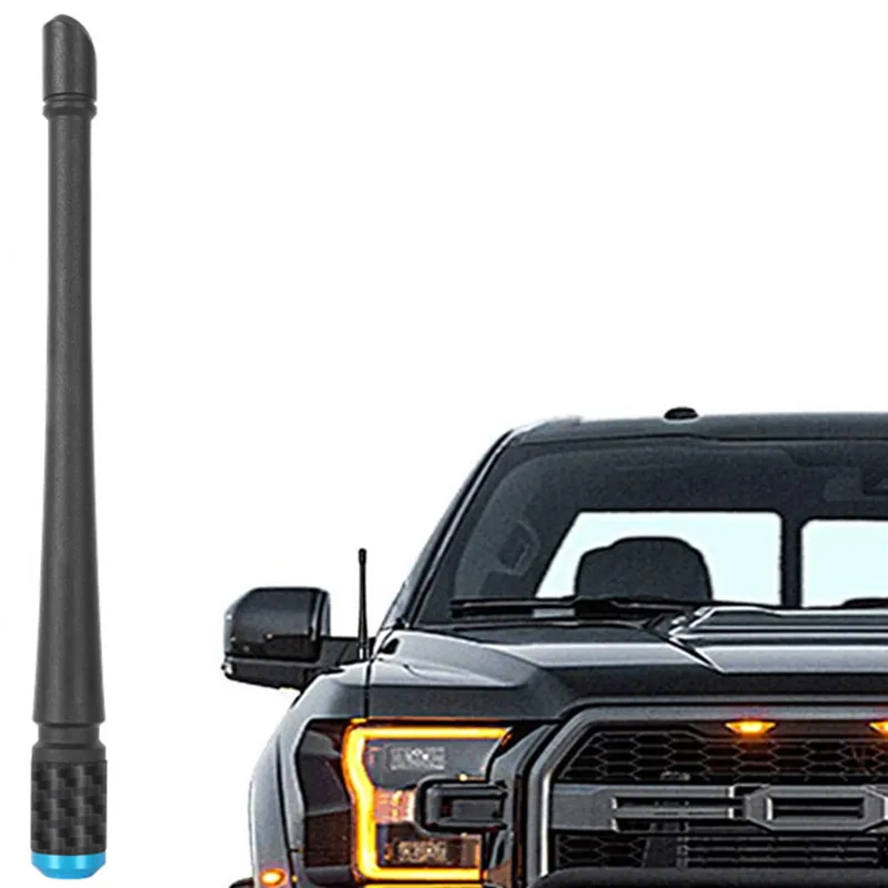 7 Inches Carbon Fiber Car Antenna for Ford F150 2009-2024 Shark Fin Design with FM/AM Reception Rubber Antenna Replacement
