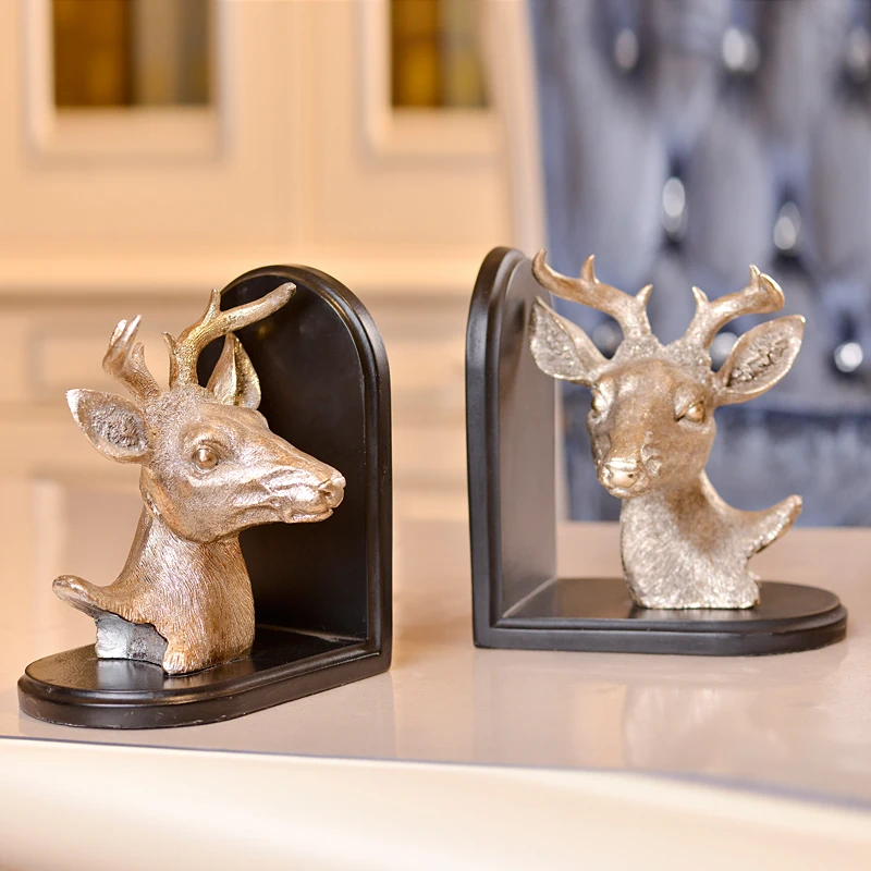 Luxury deer ornament  gold life size deer ornament high quality bookends vintage statue