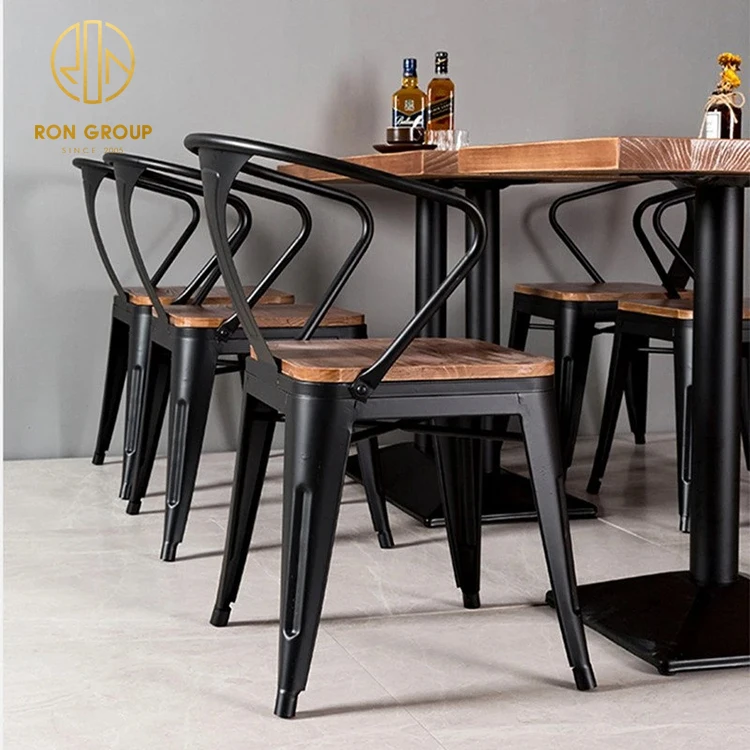 Custom wholesale modern coffee shop fast food square table top commercial cafe wood restaurant furniture table and chair set