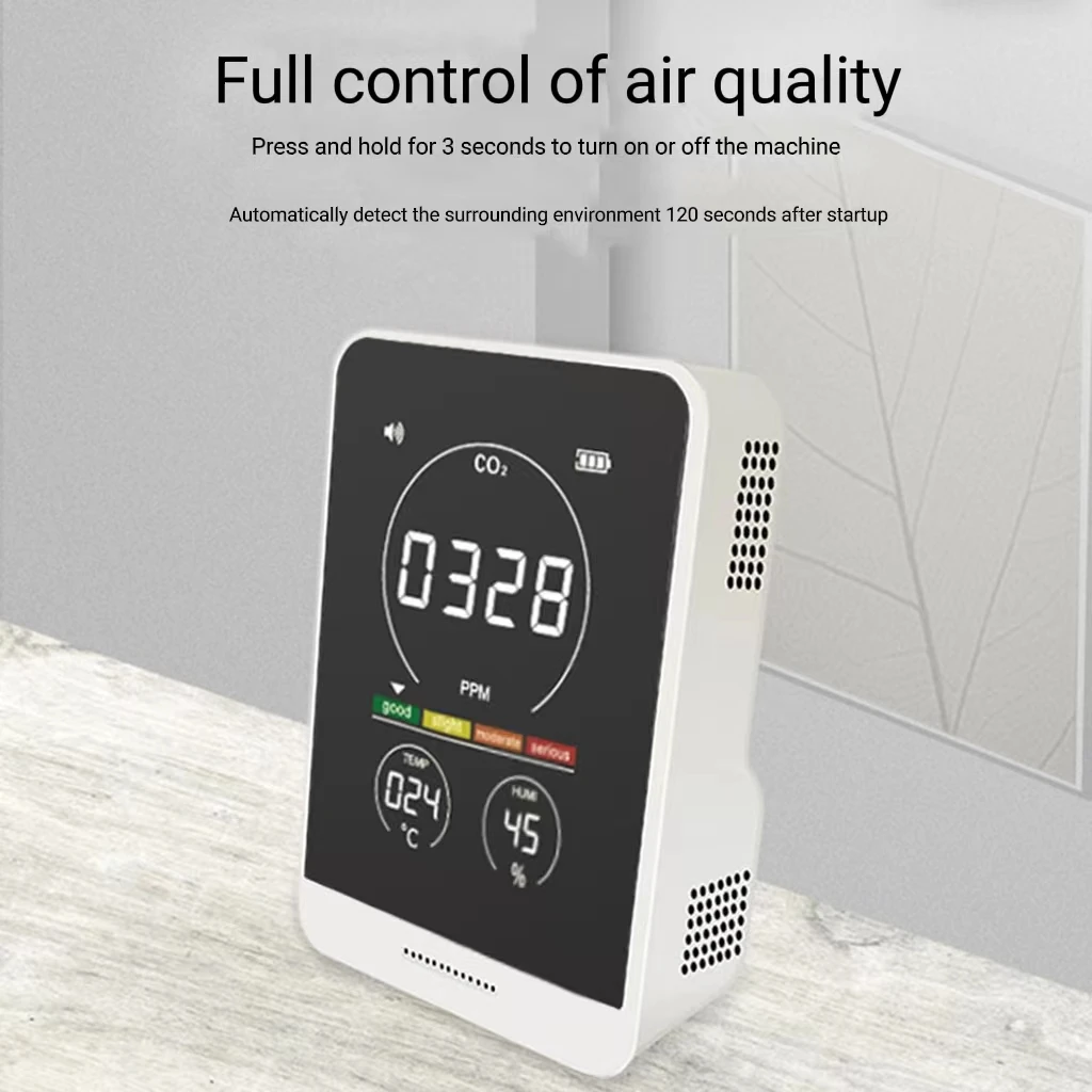 AK11T Mini Portable Air Quality Monitor Gas Analyzers Indoor 3 in 1 Temperature Humidity CO2 Monitor Carbon Dioxide Detector