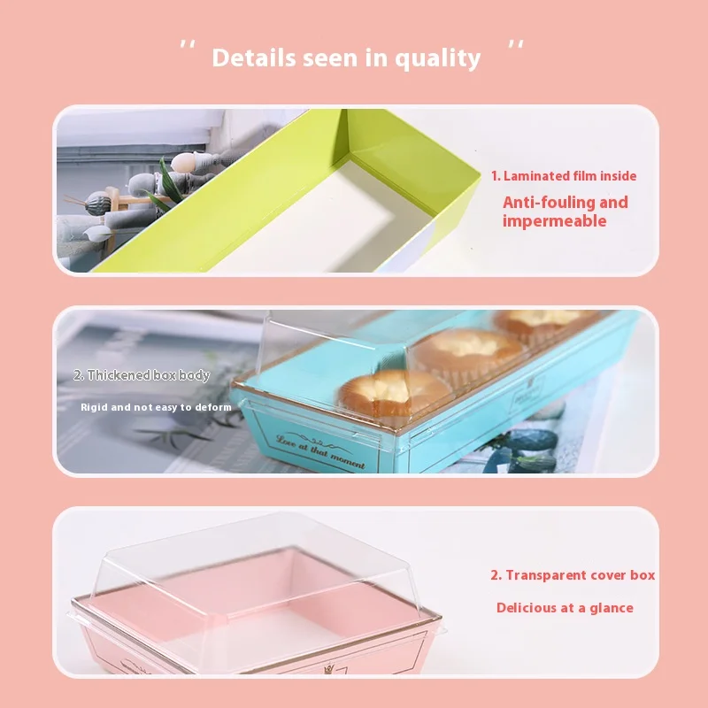High Transparent Cover Paper Chocolate Sandwich Packing Box Design Cardboard Snack Box Container with Lid