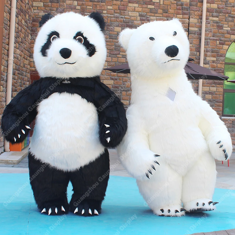 
OEM Custom advertising inflatable cartoon panda costume inflatable Cartoon character Fur Mascots Costumes for party 