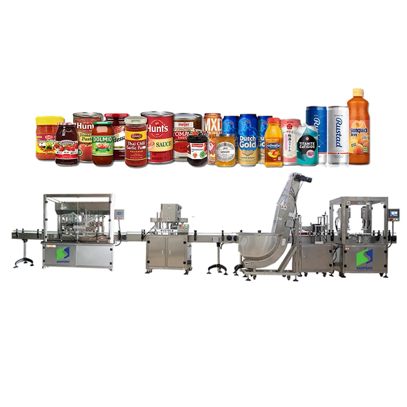 Automatic glass bottle aluminum can beverage milk juice water liquid plastic bottling packing filling machine