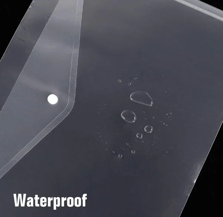 Clear Reusable Plastic Envelopes With Snap Closure PP Plastic Document Holders A4