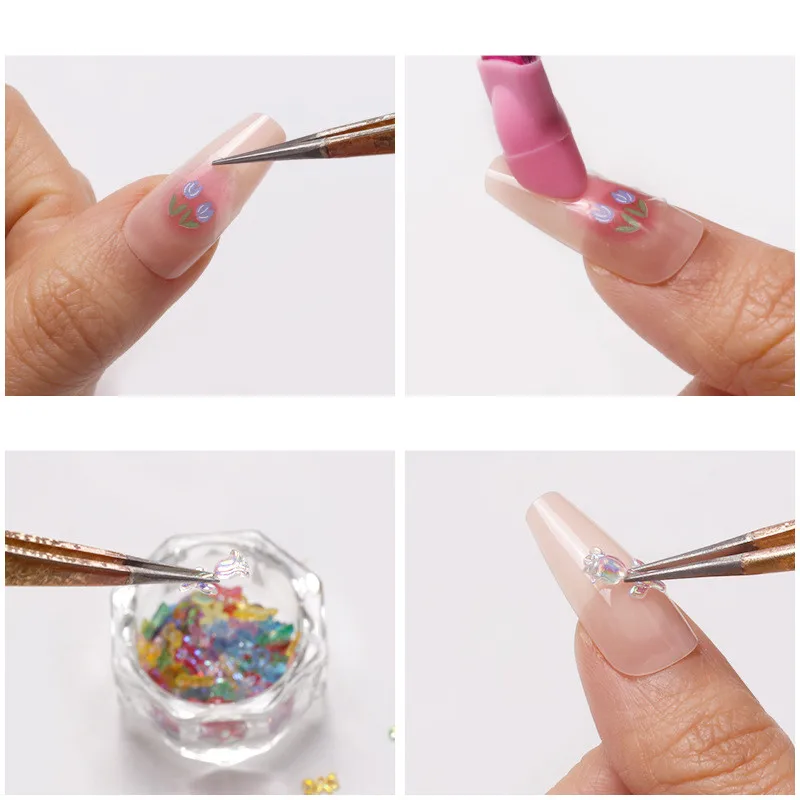 Stainless steel elbow straight multifunctional double-headed nail tweezers