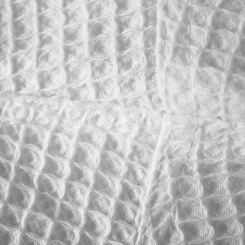 Embroidery Waffle 100% Organic Cotton Soft Fabric Hotel Shower Bath Robe Gown Salon Towel Bathrobe