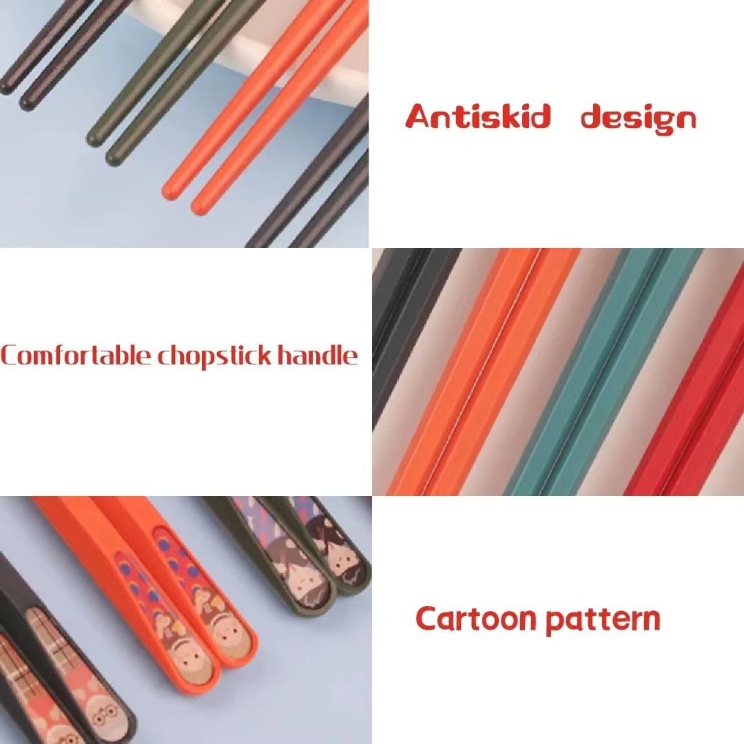 Moisture proof alloy pointed chopsticks five pairs of net red color