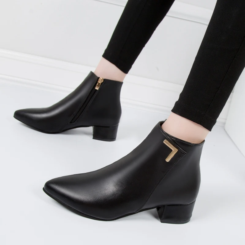 Solid color simple ankle boots PU and Suede A155