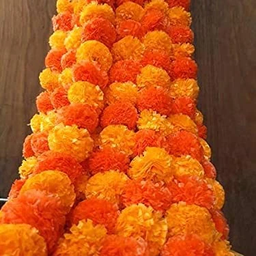 Искусственные цветы для календулы длиной 39 37 дюймов гирлянда индийской свадьбы украшения Хэллоуина