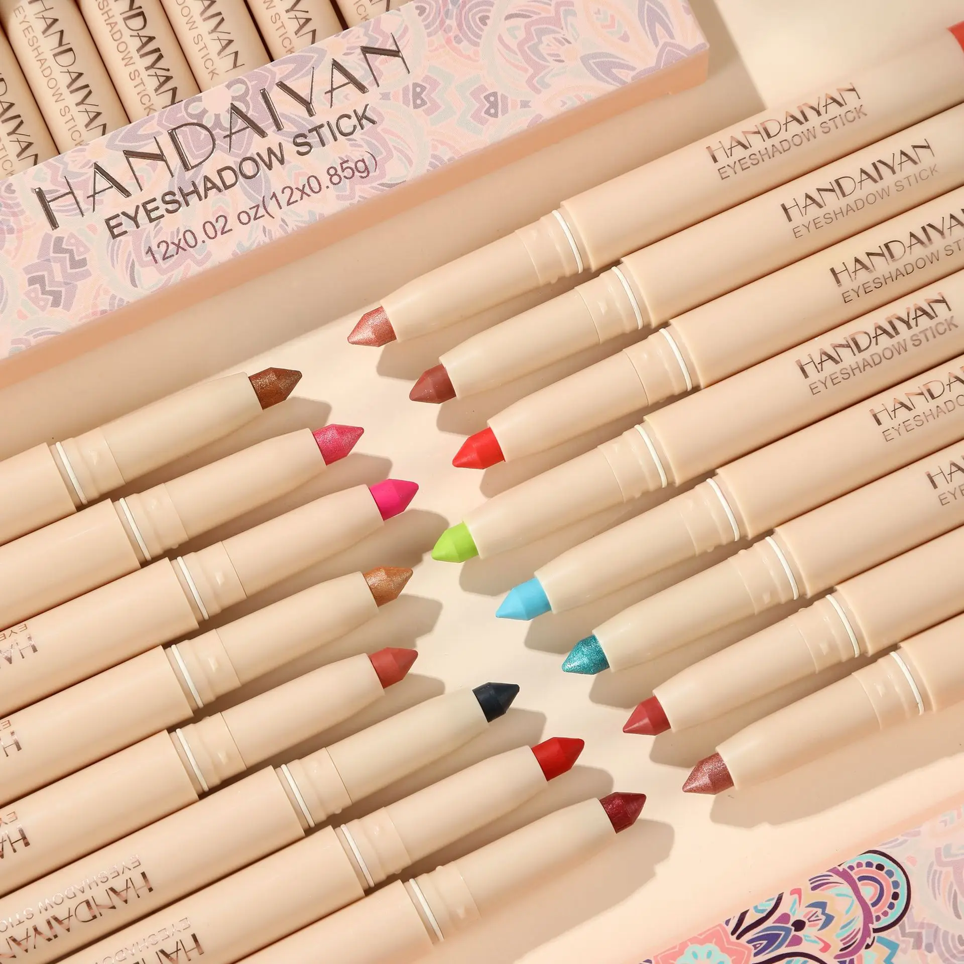 Double End Custom Shaped Cream Eyeshadow Lying Silkworm Eyeliner Stick Waterproof Long Lasting Eyebrow Pencil with Sharpener