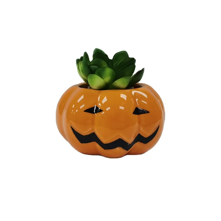 Wholesale Factory Free Samples Plastic Artificial succulents plants potted Pumpkin pot cat pot