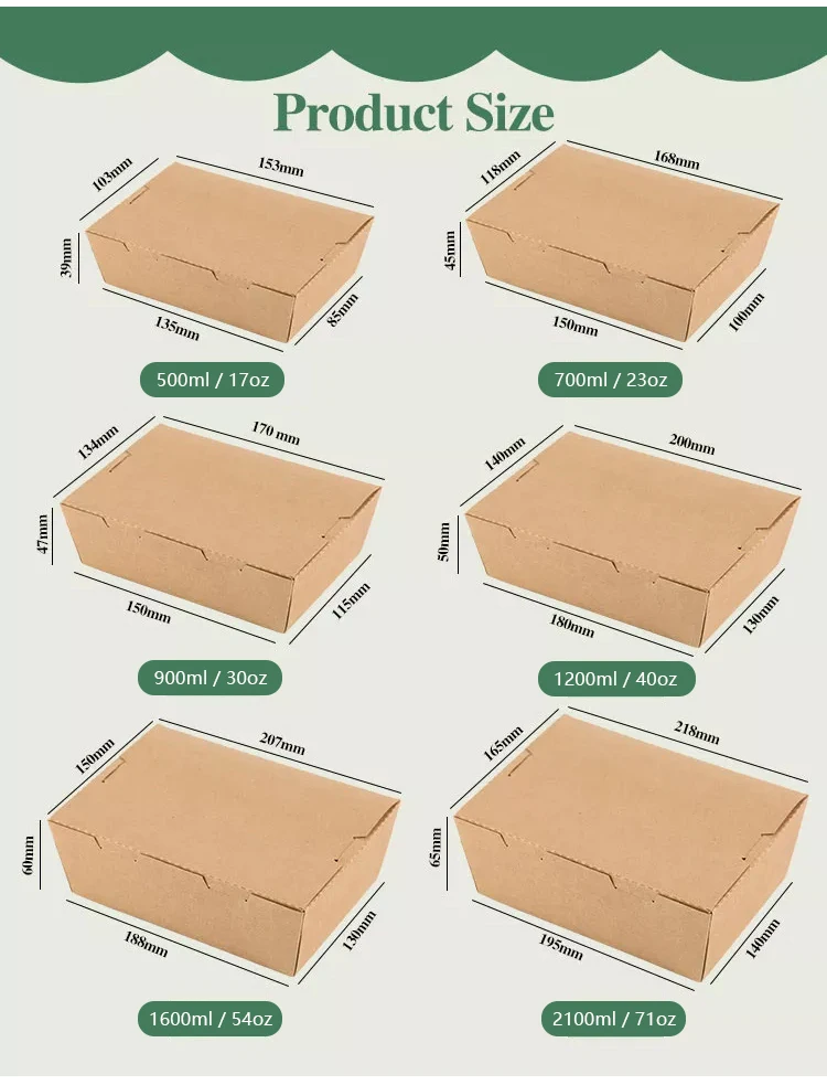 Kraft Food Grade Paper Box Takeaway Salad Box Biodegradable Food Containers With Window Oil and Water Proof for Food