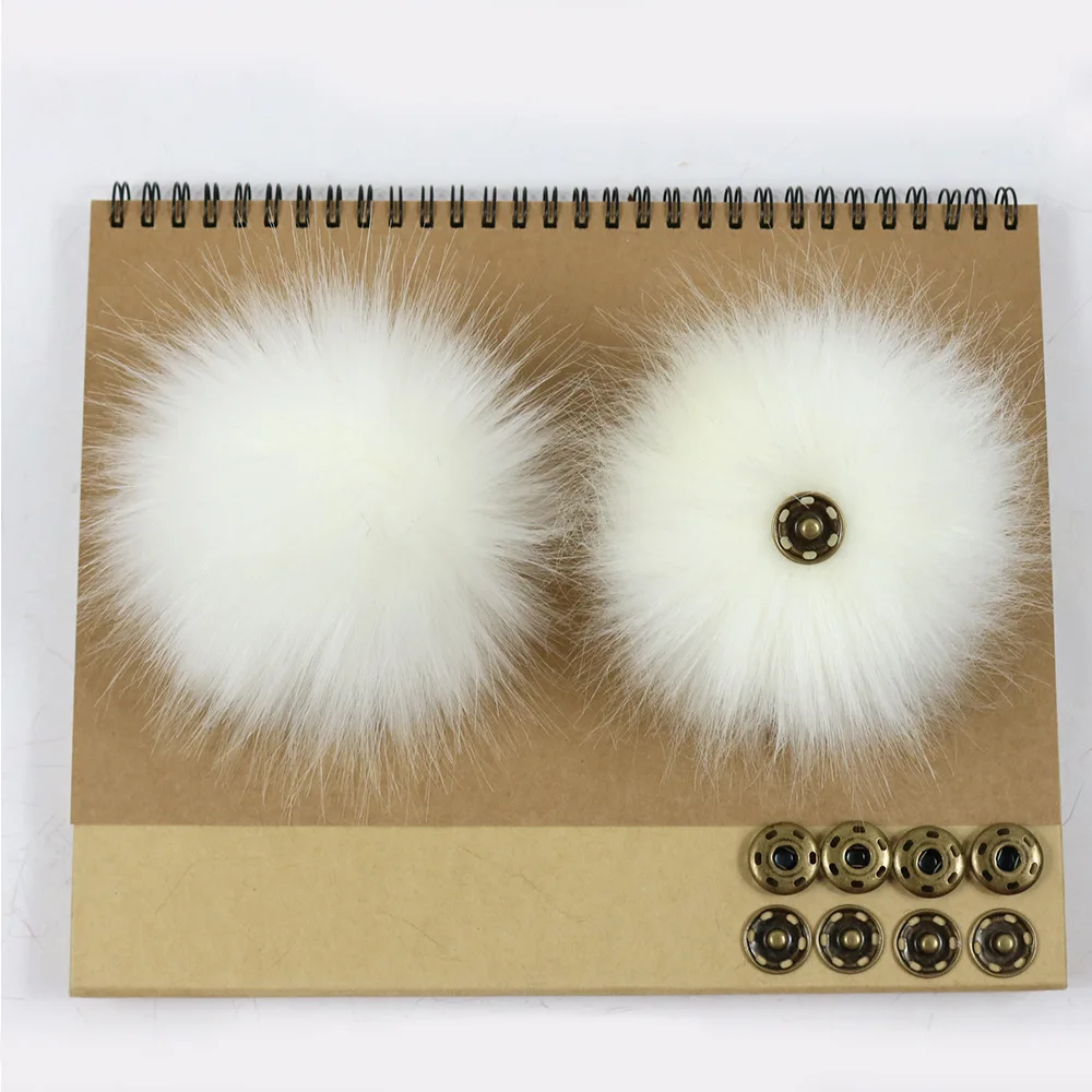 12cm Colorful Pompoms With Snaps New Winter Artificial Fur Poms For Knitted Beanies Cap Hats Accessory