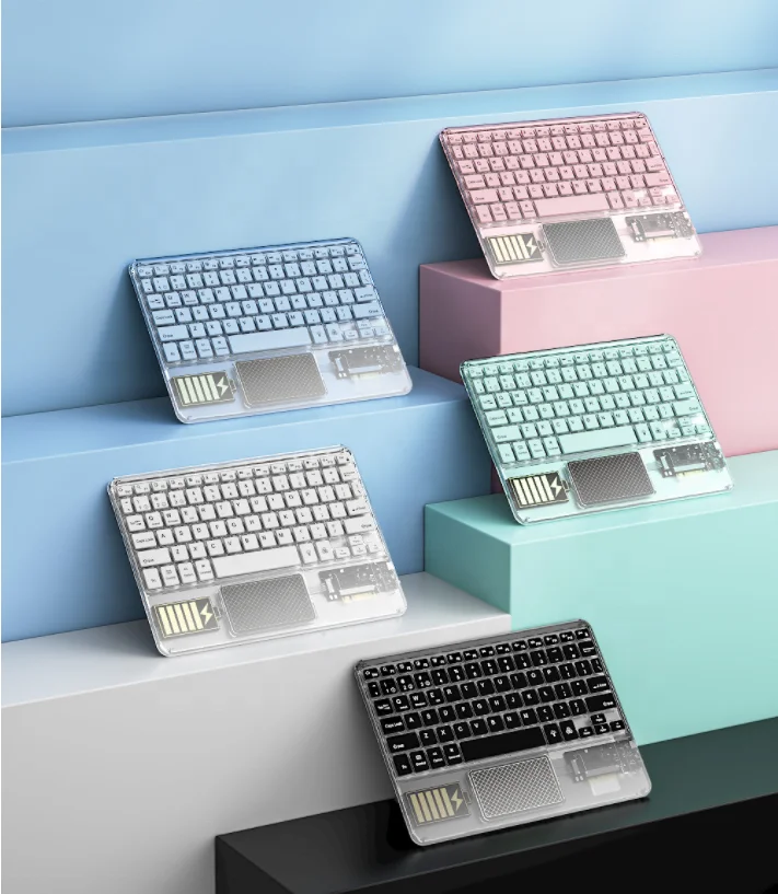 Mini Touchpad keyboard 7 colors RGB LED Backlit Laptop Wireless Bluetooths Keyboard For ipad Tablet Laptop