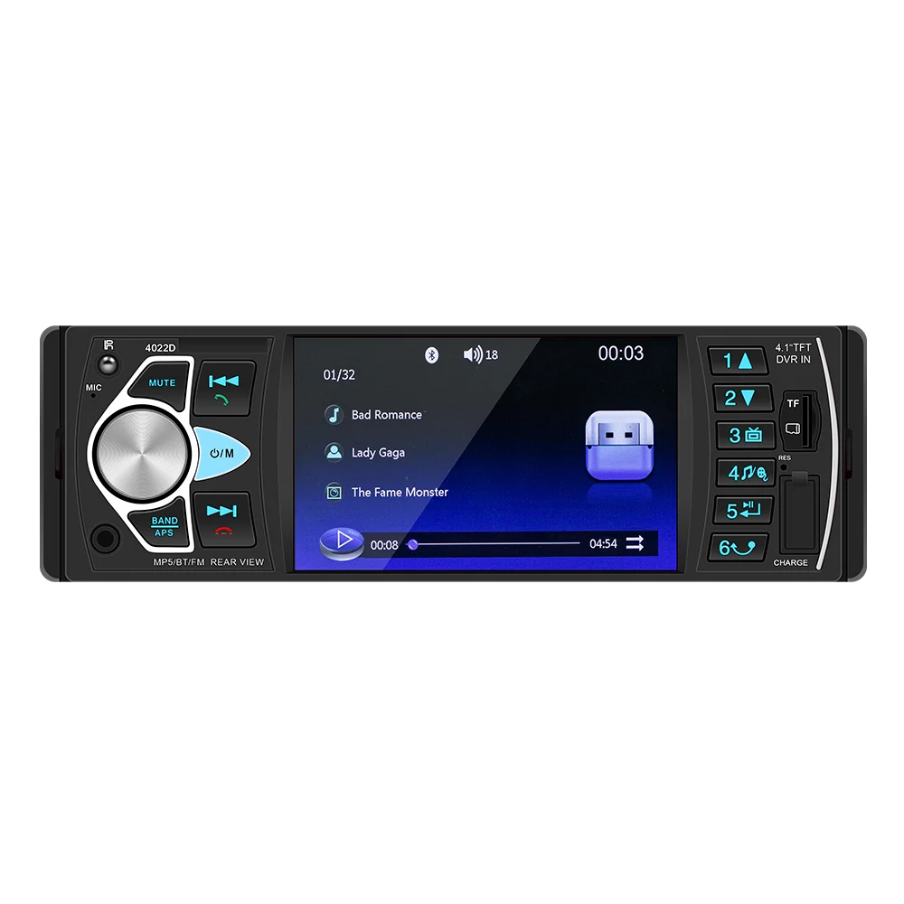 4 Inch Car Music Player 2 Din Removable Panel Stereo Radio FM BT AUX Remote Car MP5 Remote Control Colorful Lights Player