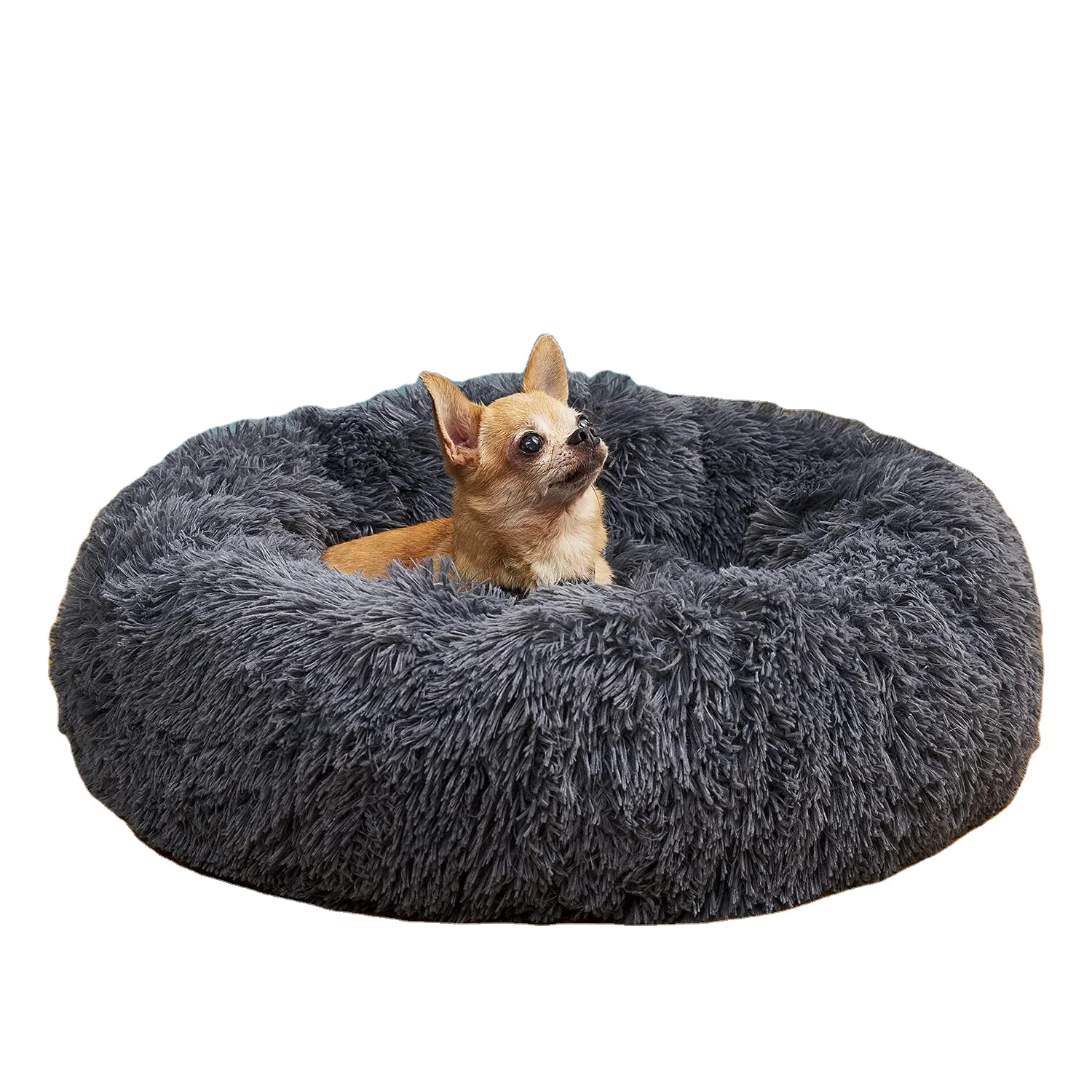 Dog Bed for Small Medium Large round Dog Anti Anxiety Calming Orthopedic Faux Fur plush Doggie Bed