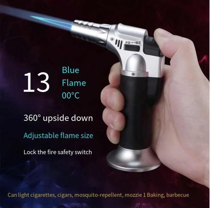Quad 4 Jet Flame Windproof  Lighter with Safety Lock Adjustable Refillable Lighter for Kitchen Grill BBQ Candle Camping torch