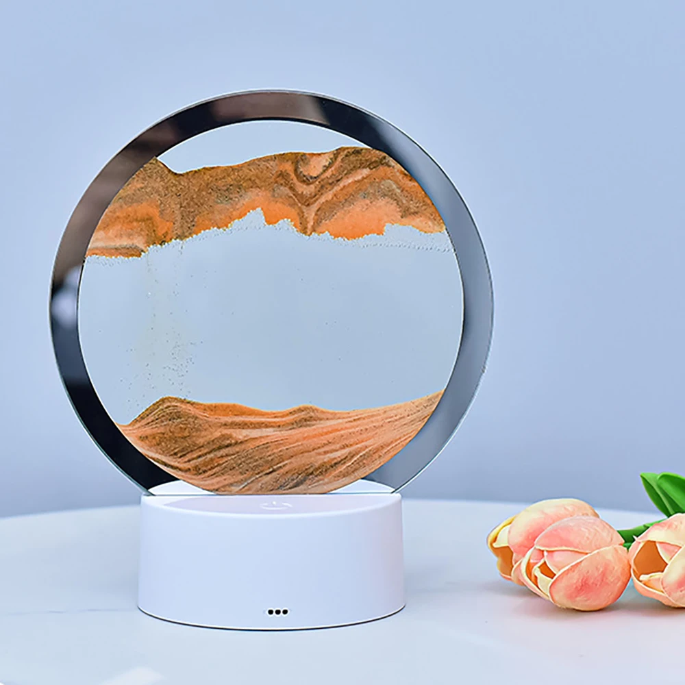 3D светящиеся настольные светодиодные песочные часы живопись динамические настольная лампа RGB декоративная Ночная
