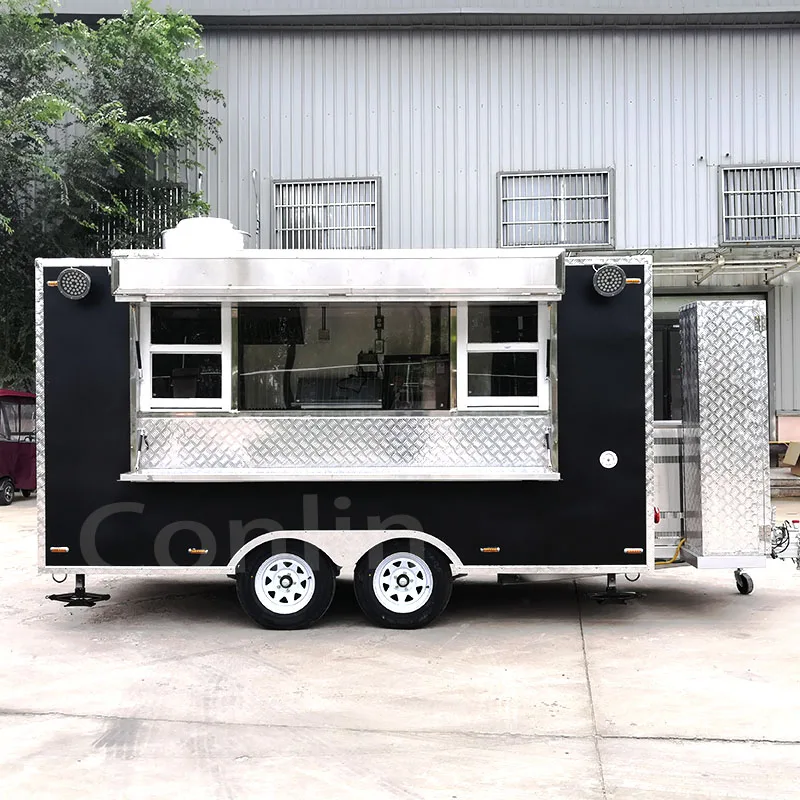 Contemporary Food Truck For Coffee Pizza And Ice Cream Food Trailer With Lift-Down Window Food Stations For Sale