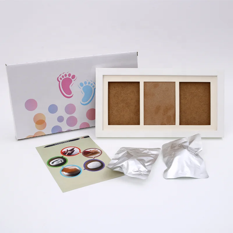 Pet Paw Print Imprint Kit Clay memorial keepsake Wooden Photo Picture Frame for Dog or Cat