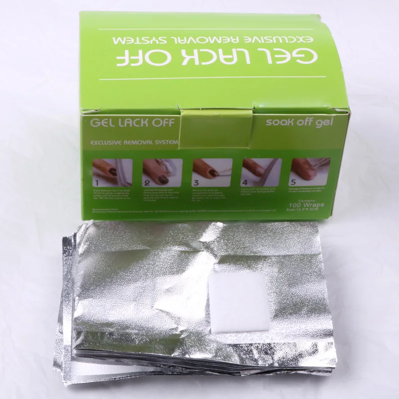 TSZS Wholesale Nail Cleaning Foil Wraps 100Pcs/box Aluminium Foil Nail Art Soak Off Wrap Nail Foil Wraps Removal with Cotton Pad