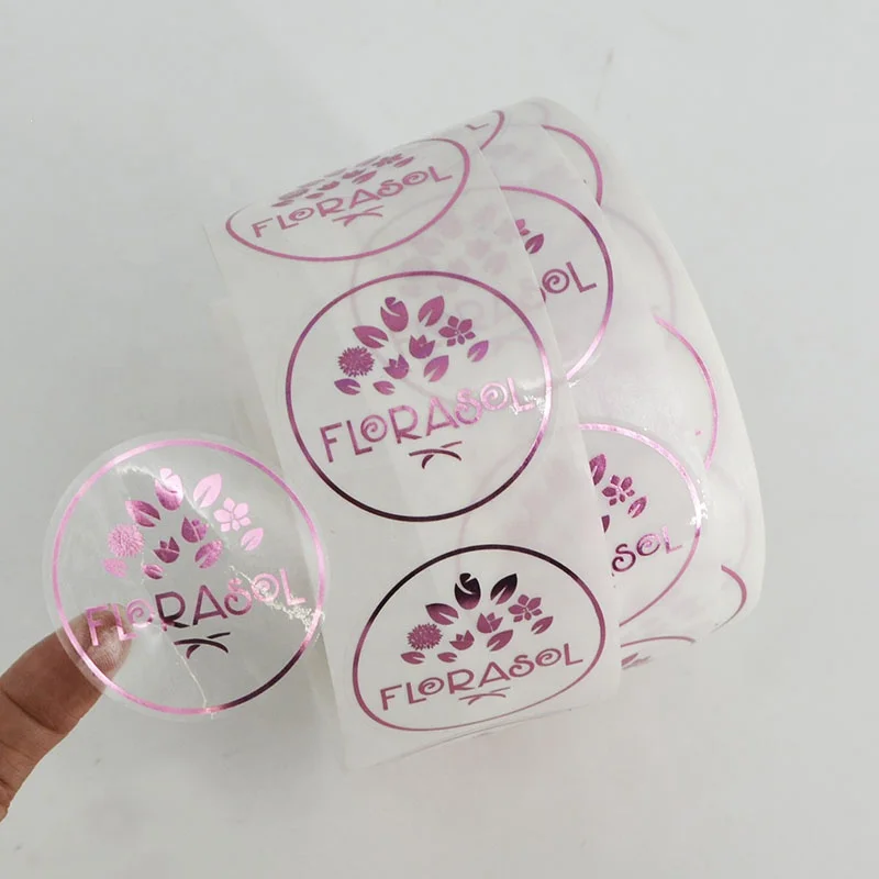 customized printing custom clear plastic round gold foil  stickers roll logo label package seal sticker with logo