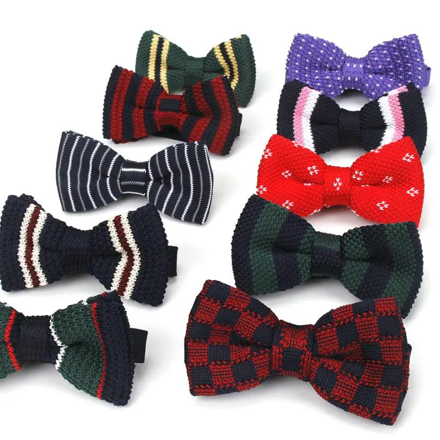 Fashion Men Women Knit Bowtie Adjustable Butterfly Double Deck Neckwear Bowties Designer Knitting Dress Knitted Bow Tie