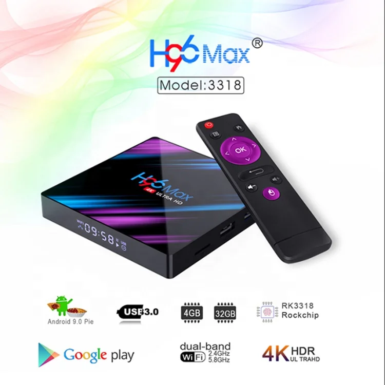 Заводская цена RK3318 четырехъядерный 64-бит Android 9 4 ГБ 32 4K Play KD 18 2 H96 Max 3318