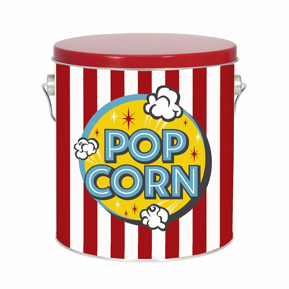 Customized Printing Round metal buckets Cookies Can box packaging for Food bucket popcorn tin