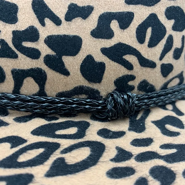 
2019 best selling Wool felt printing leopard grain wide brim winter hat 