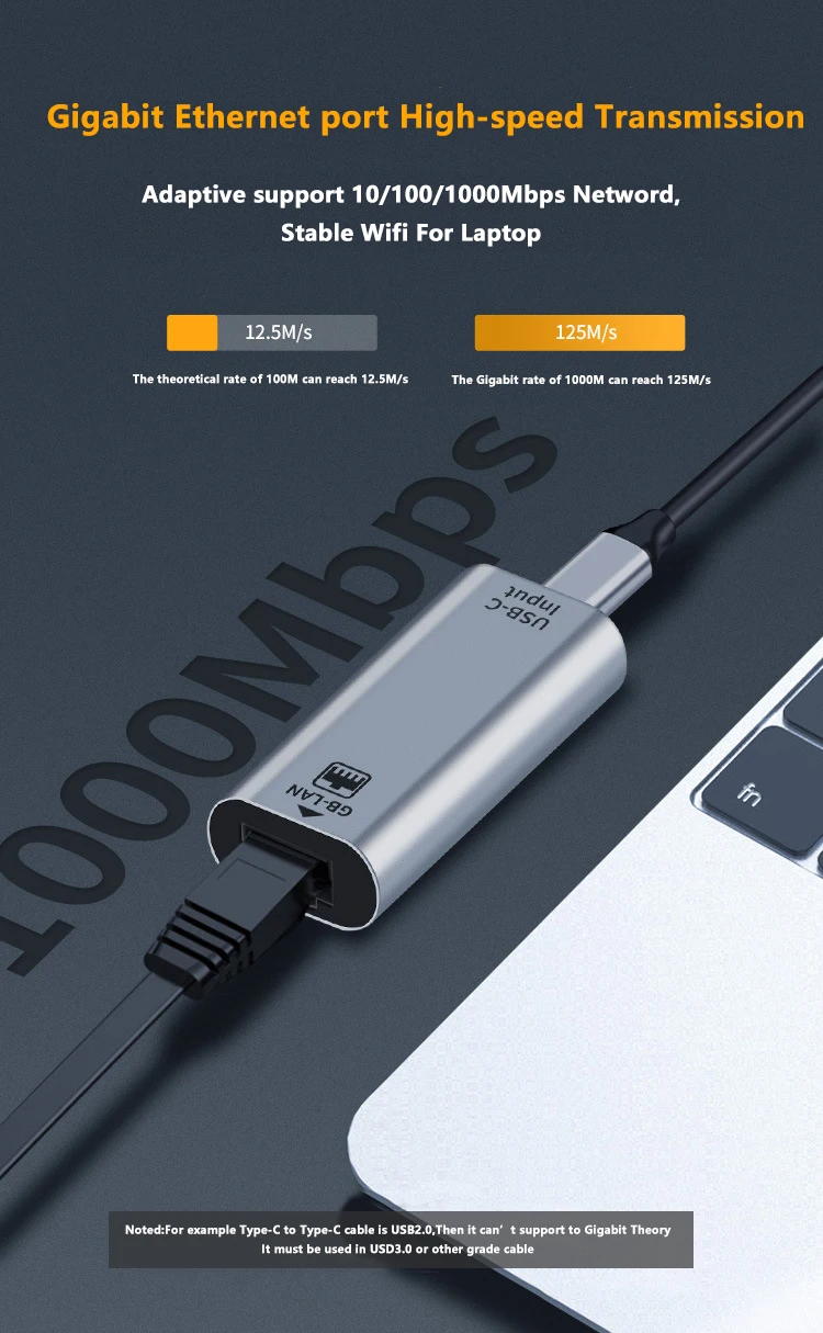 Адаптер USB type-c «Мама»-«Lan»