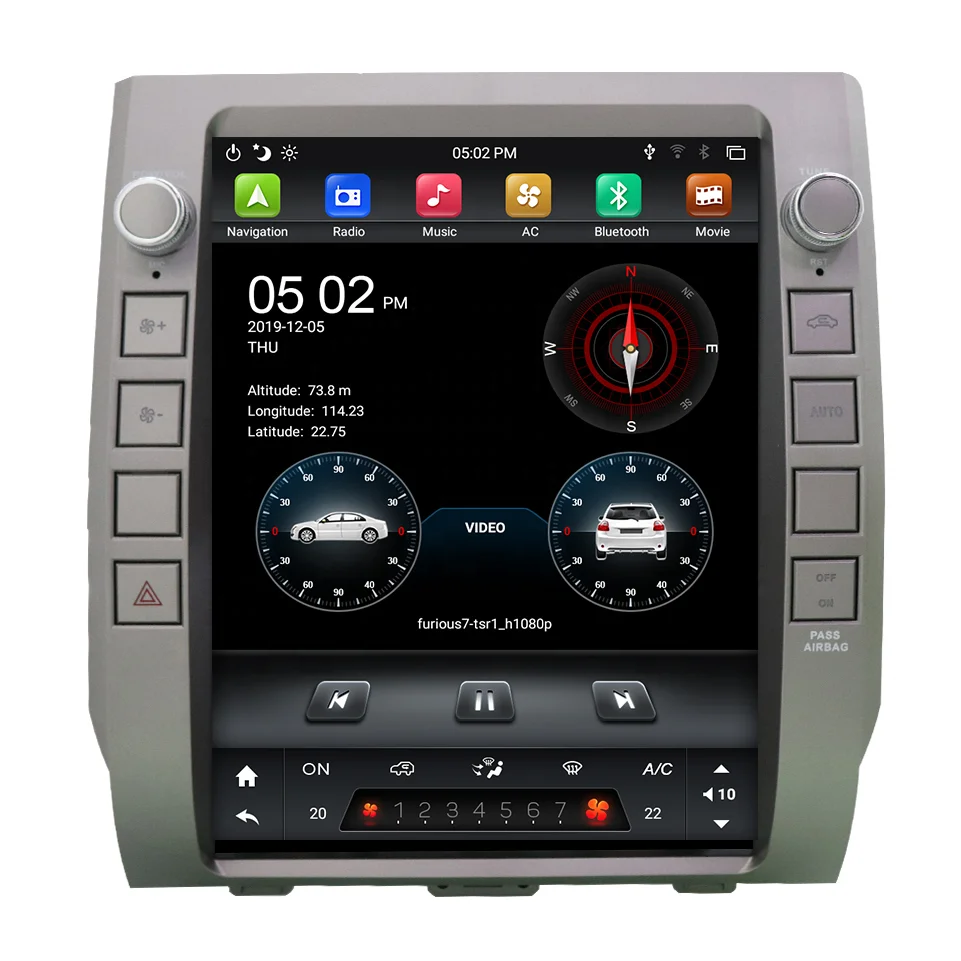 Автомобильный GPS-навигатор на Android, стерео-радиоплеер с IPS-экраном 12,1 дюйма для Toyota Tundra 2015, с carplay, Wi-Fi, Hands-Free