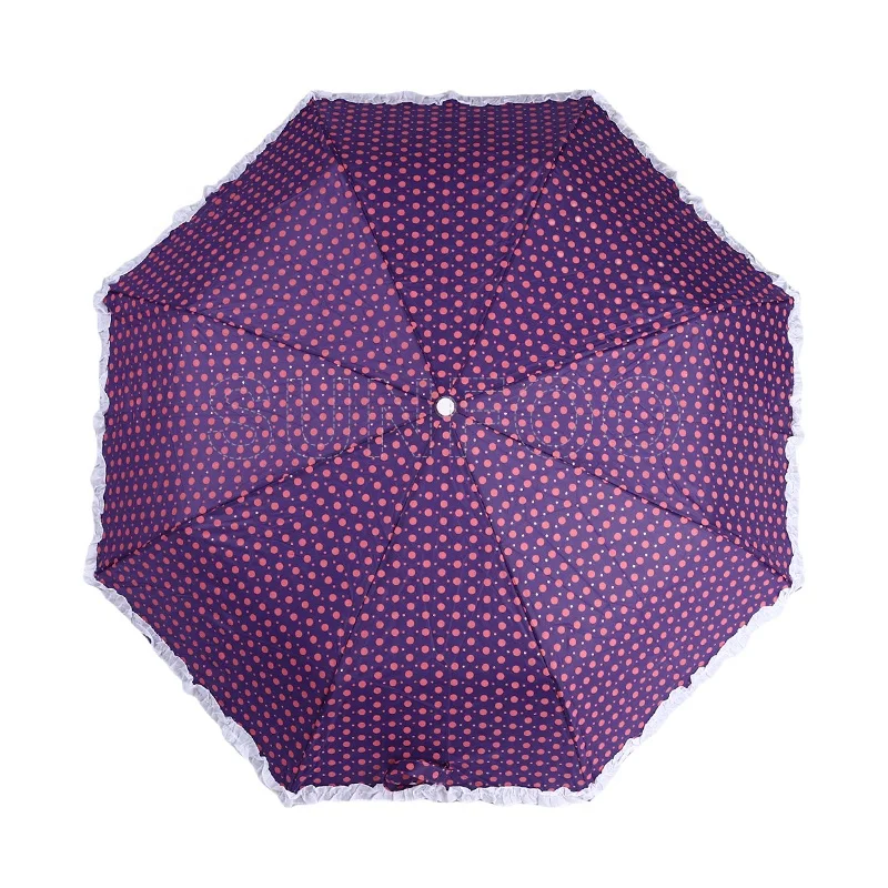 Custom Fancy Trifold Purple Color Collapsible Automatic Folding Umbrella With Ruffles