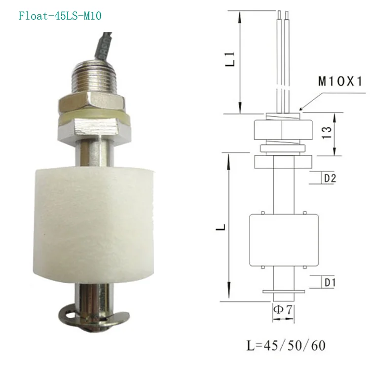 Float-45LS-M10 Magnetic Liquid Level Sensor Fluid Oil Level Indicator Water Tank Float Ball Switch Liquid Level Controller