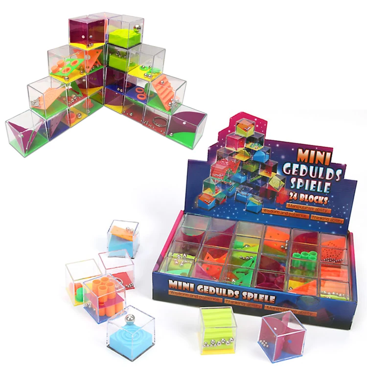 
Intelligent 24pcs designs plastic 3d magic maze cube puzzle with steel ball 