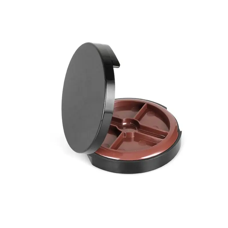 Customized Round Plastic Empty Eyeshadow Palette Case  Private Label Glitter  4 Colors well With Brush Space