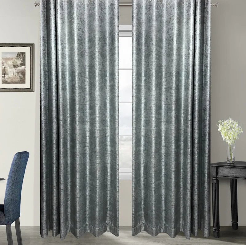 Nordic jacquard high quality light luxury modern textured blackout plain waterproof  curtain for bedroom