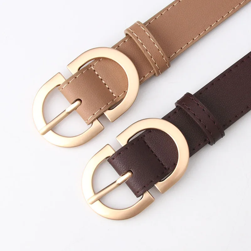 Ins Custom New Adjustable Gift Waistband Casual Metal Buckle Belt Women Jeans Black Leather Pu Belts