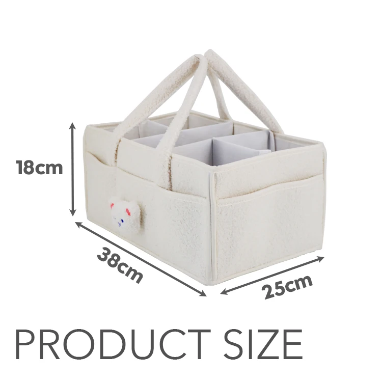 New Design Soft Portable Teddy Velvet Baby Diaper Caddy Organizer Bin Nursury Storage Basket Mommy Bag for Stroll Home Travel