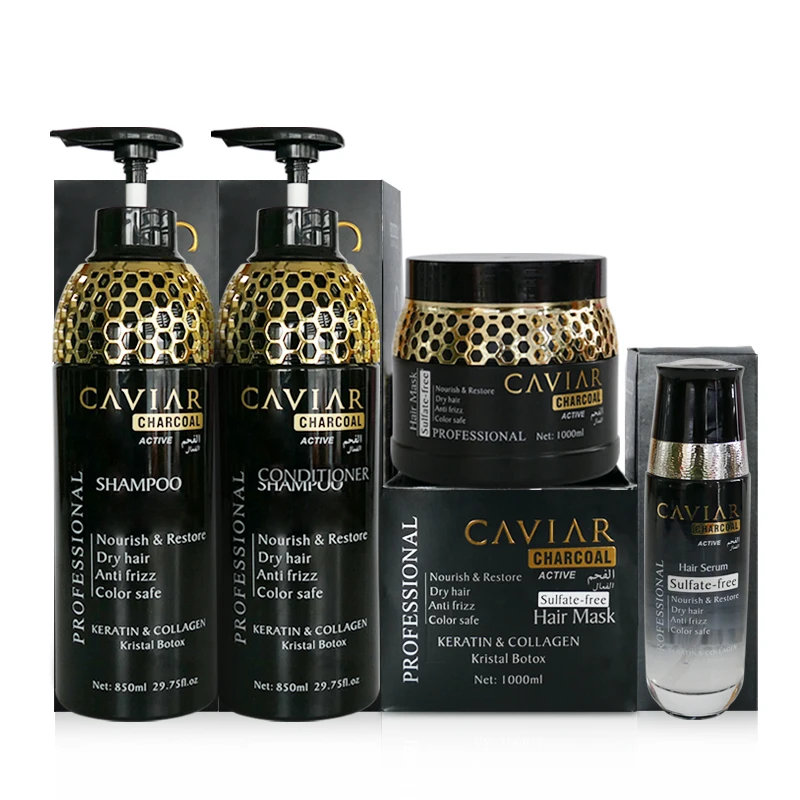 Заводской OEM продукт для ухода за волосами для домашнего использования Икра Кератиновый шампунь для волос с активной древесной эссенцией Глубокая очистка против выпадения масла