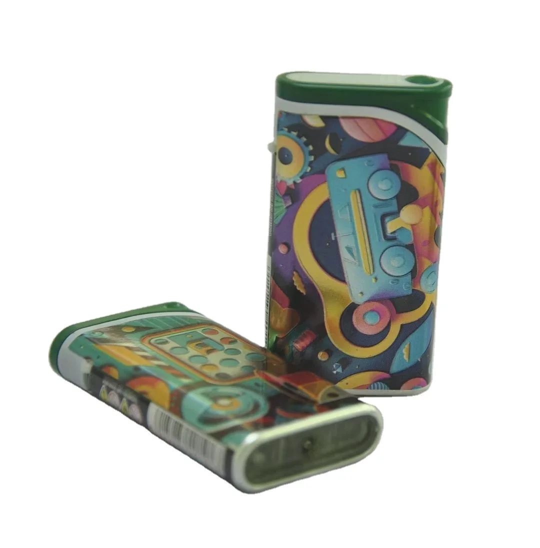 Luxury  full sticker wrapping iron shell flip refillable jet torch flame    encendedors electronic cigarette  lighter custom
