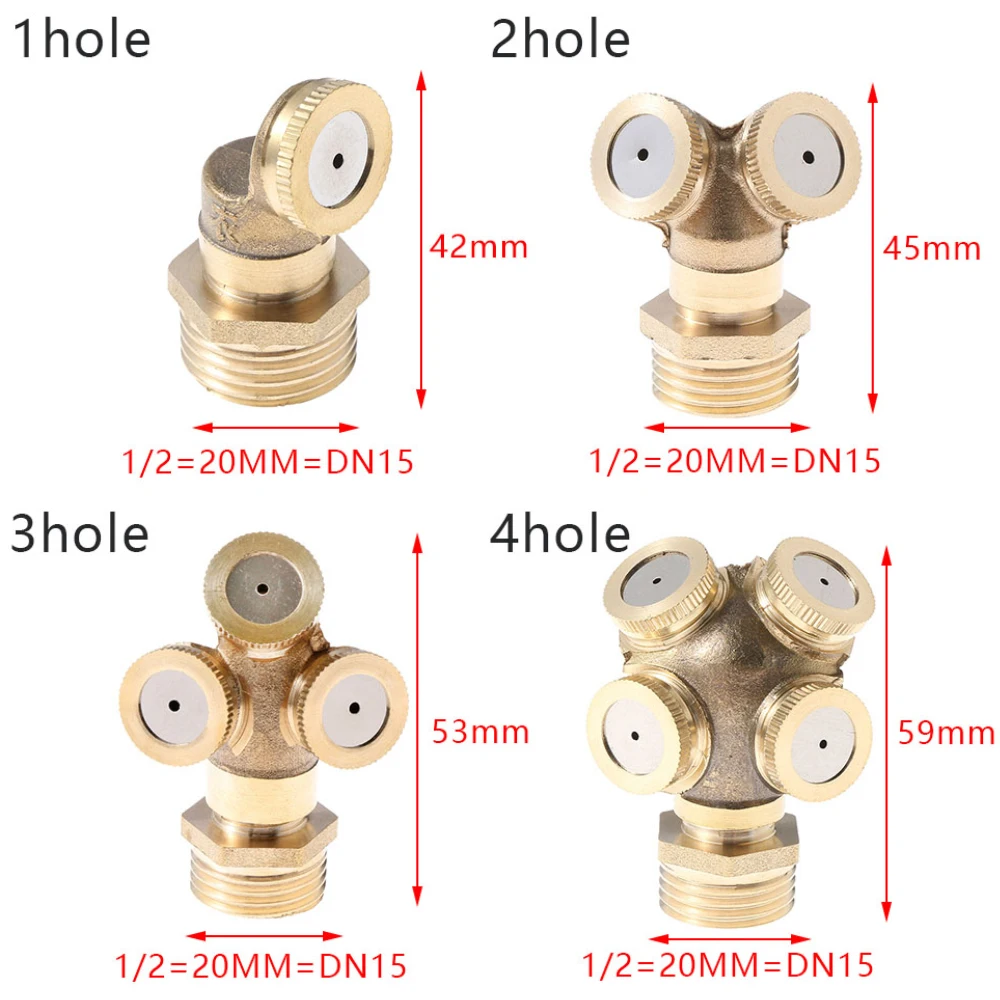 Water Outdoor Irrigation System Connector Sprayer Head Brass Atomizing Misting Nozzles for Garden Irrigation